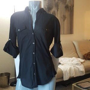 James Perse Black Long Sleeve Button Down Shirt
